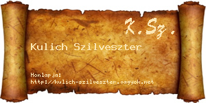 Kulich Szilveszter névjegykártya